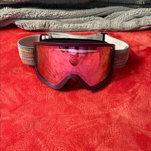 Pink Mirror Ski Goggles with Colorful Strap